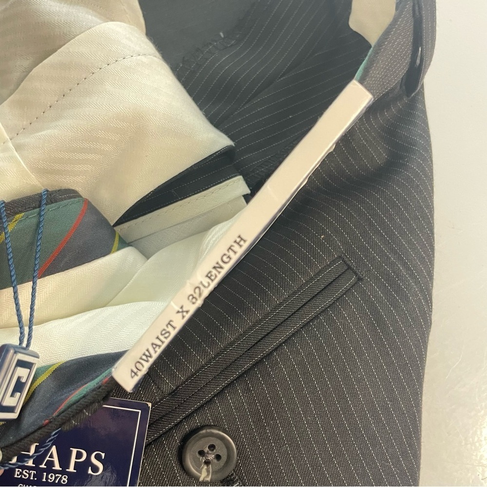 NWT Chaps 40W 32L Men’s Black Pinstripe Pants - Picture 8 of 8